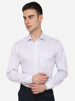 White & Blue Checked Regular Fit Formal Shirt | JadeBlue