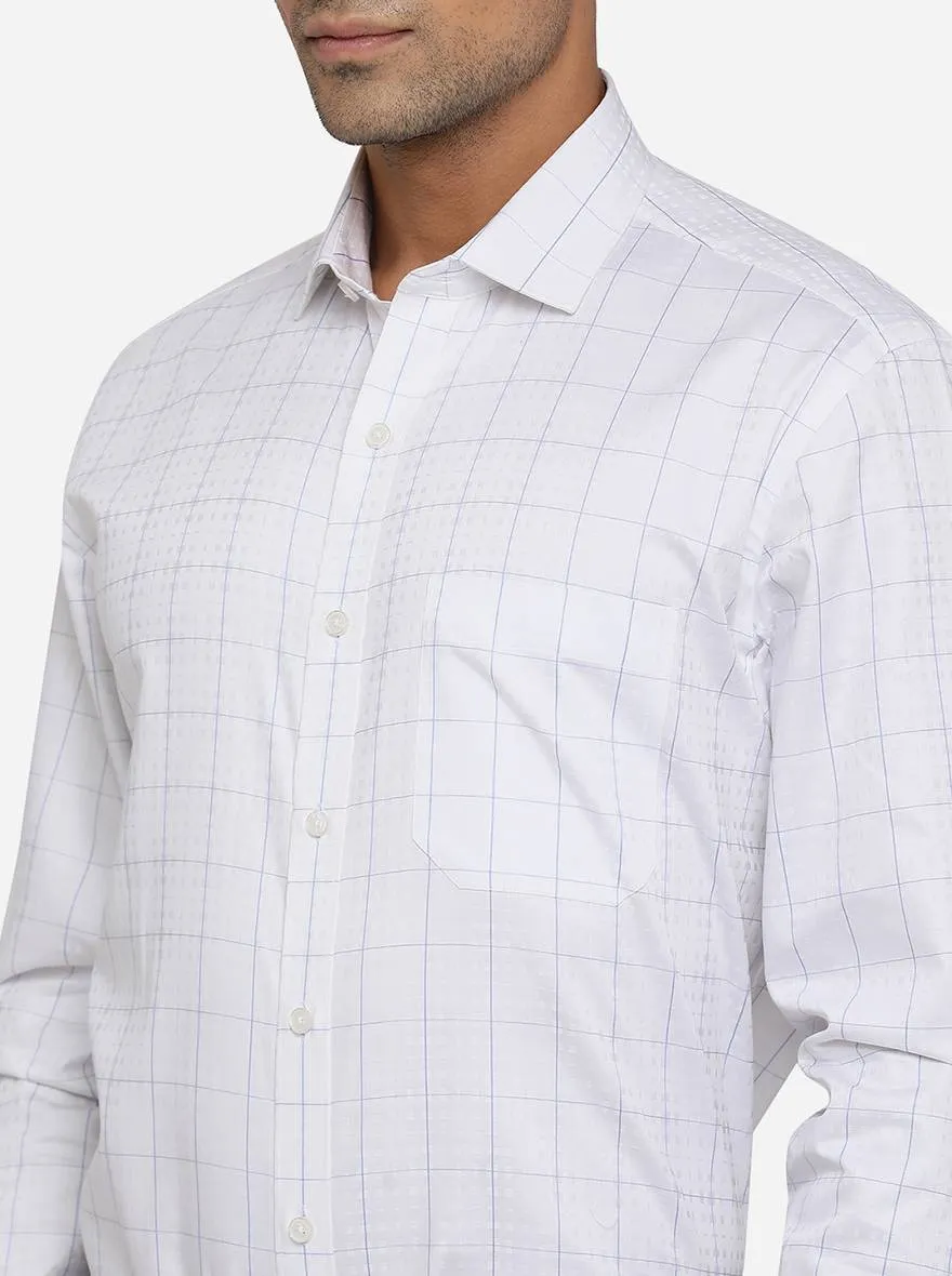 White & Blue Checked Regular Fit Formal Shirt | JadeBlue