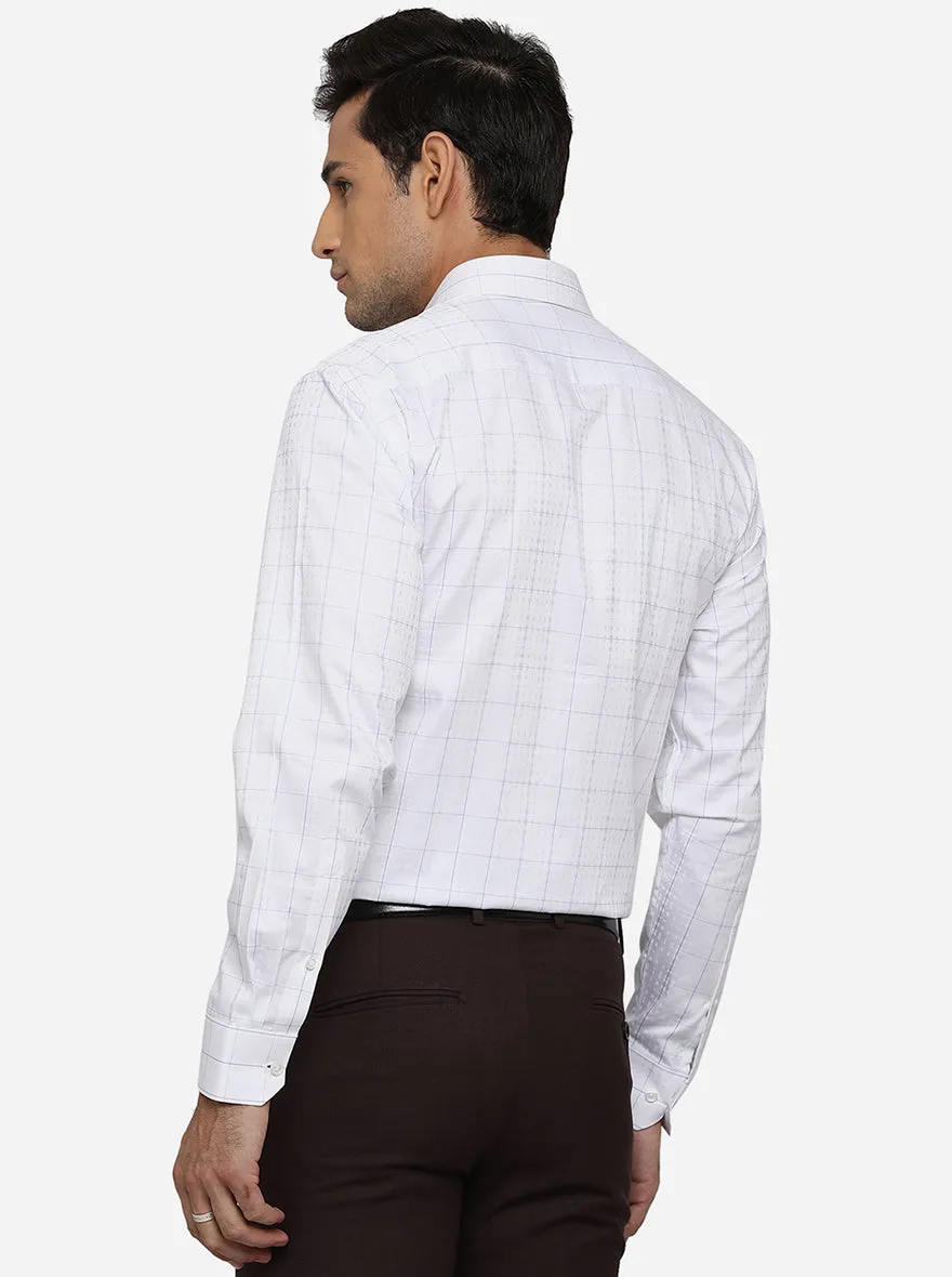 White & Blue Checked Regular Fit Formal Shirt | JadeBlue