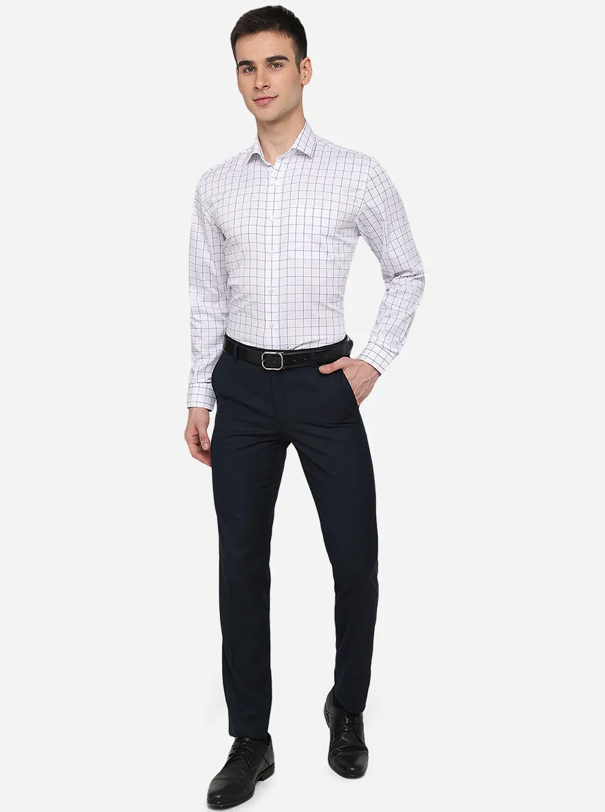 White & Blue Checked Regular Fit Formal Shirt | JadeBlue