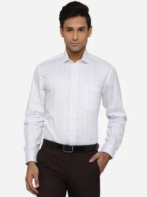 White & Blue Checked Regular Fit Formal Shirt | JadeBlue