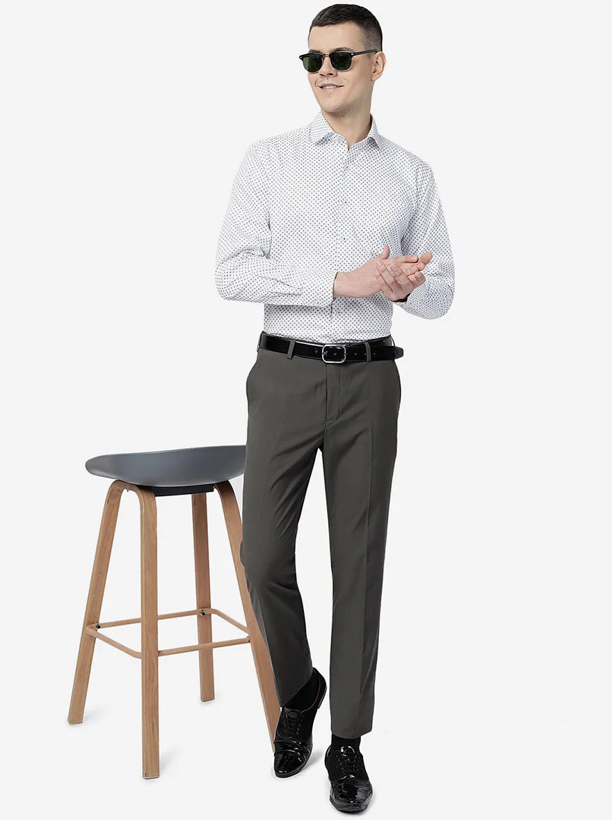 White & Blue Printed Regular Fit Formal Shirt | JadeBlue