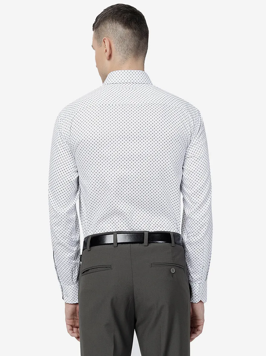 White & Blue Printed Regular Fit Formal Shirt | JadeBlue