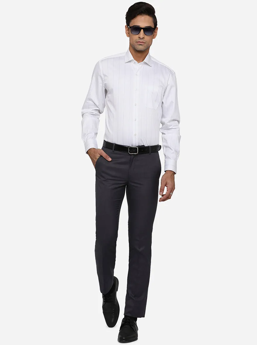 White & Blue Striped Regular Fit Formal Shirt | JadeBlue