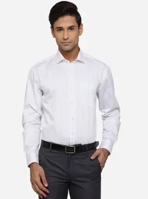 White & Blue Striped Regular Fit Formal Shirt | JadeBlue