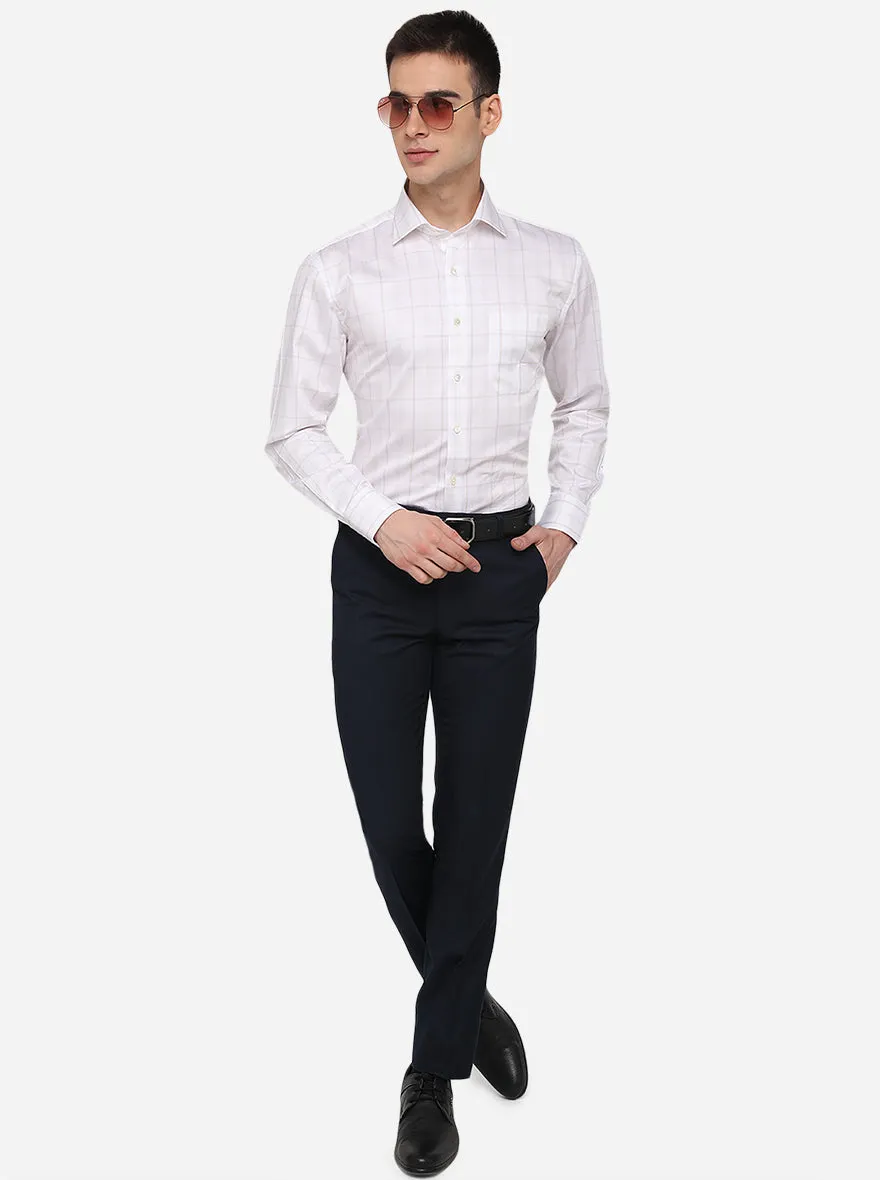 White & Brown Checked Regular Fit Formal Shirt | JadeBlue