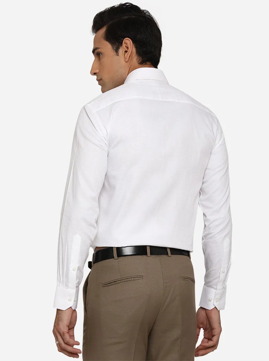White Dobby Regular Fit Formal Shirt | Greenfibre