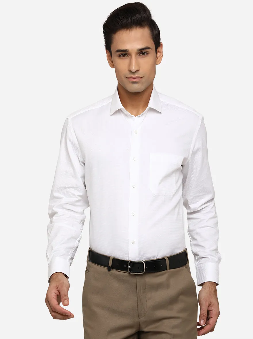 White Dobby Regular Fit Formal Shirt | Greenfibre