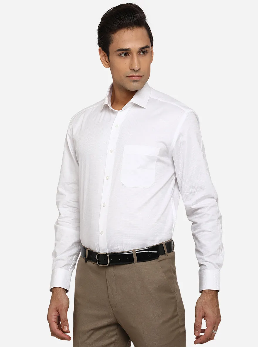White Dobby Regular Fit Formal Shirt | Greenfibre