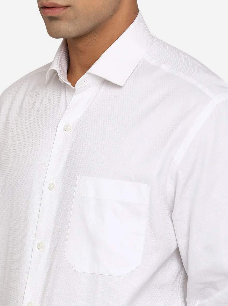 White Dobby Regular Fit Formal Shirt | Greenfibre