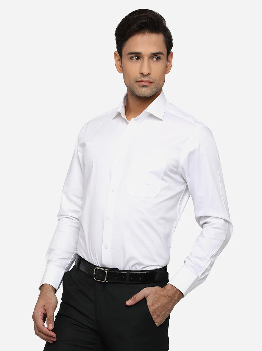 White Dobby Slim Fit Formal Shirt | Metal