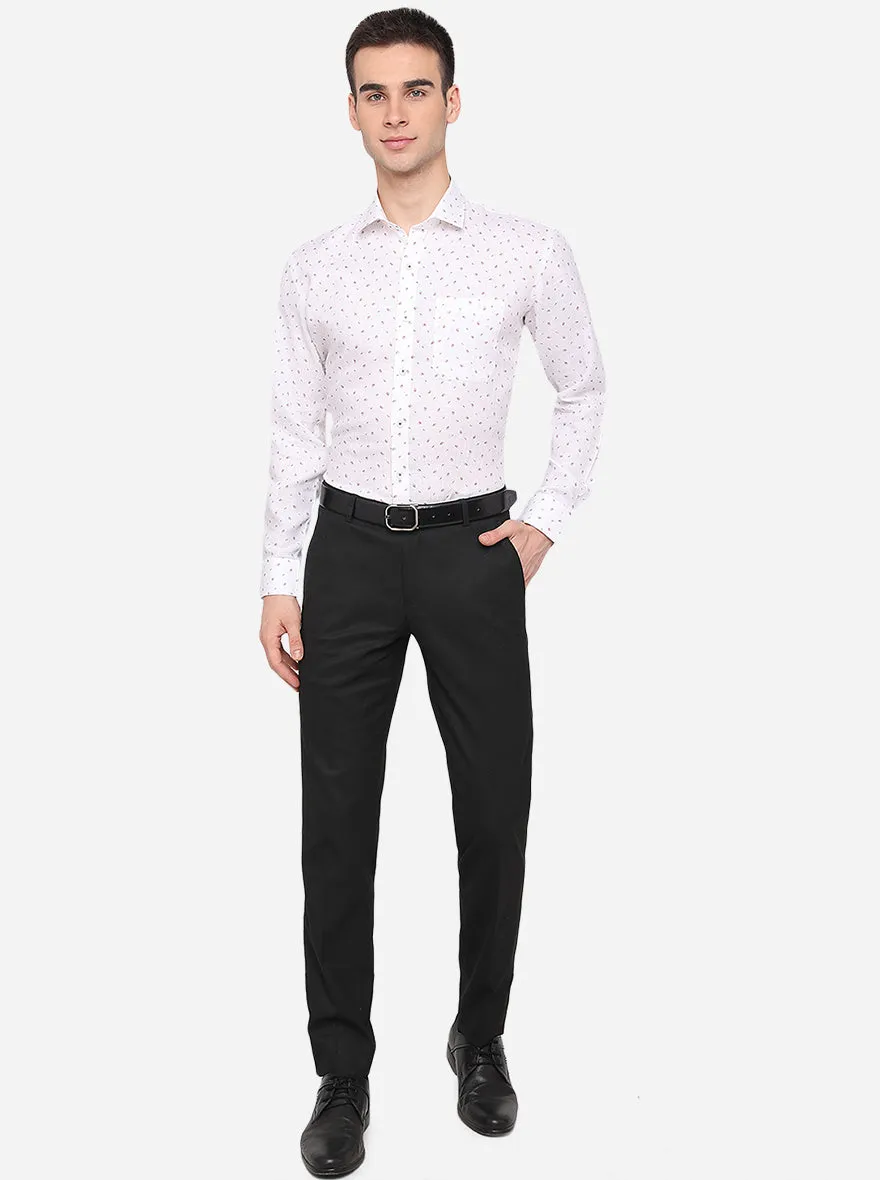 White Printed Regular Fit Formal Shirt | JadeBlue