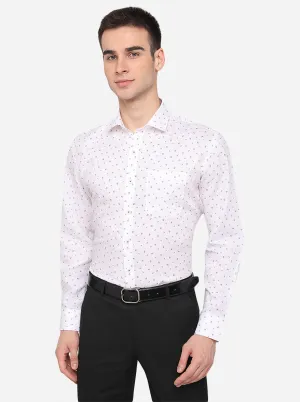 White Printed Regular Fit Formal Shirt | JadeBlue