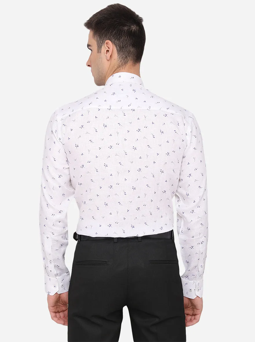 White Printed Regular Fit Formal Shirt | JadeBlue