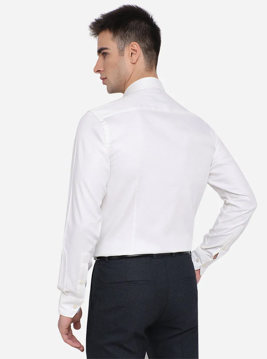 White Solid Slim Fit Formal Shirt | Metal