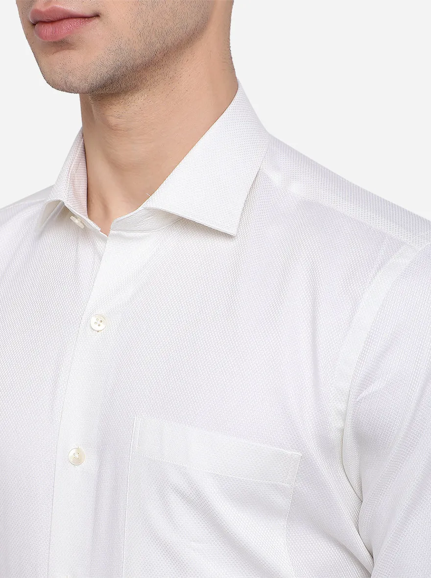 White Solid Slim Fit Formal Shirt | Metal