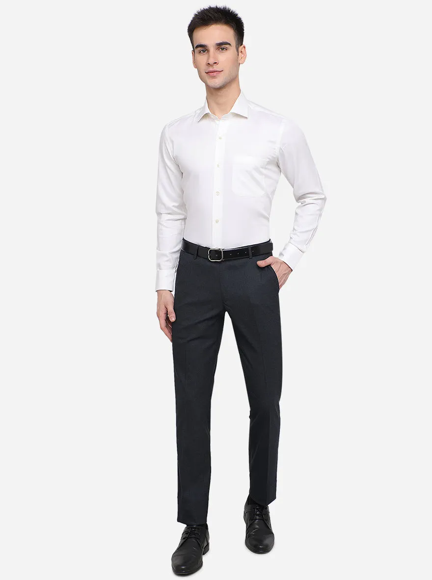 White Solid Slim Fit Formal Shirt | Metal