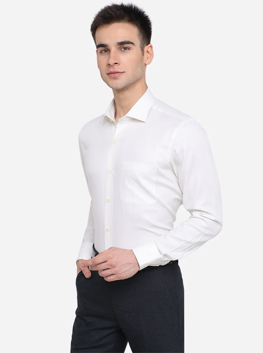 White Solid Slim Fit Formal Shirt | Metal