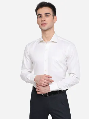 White Solid Slim Fit Formal Shirt | Metal