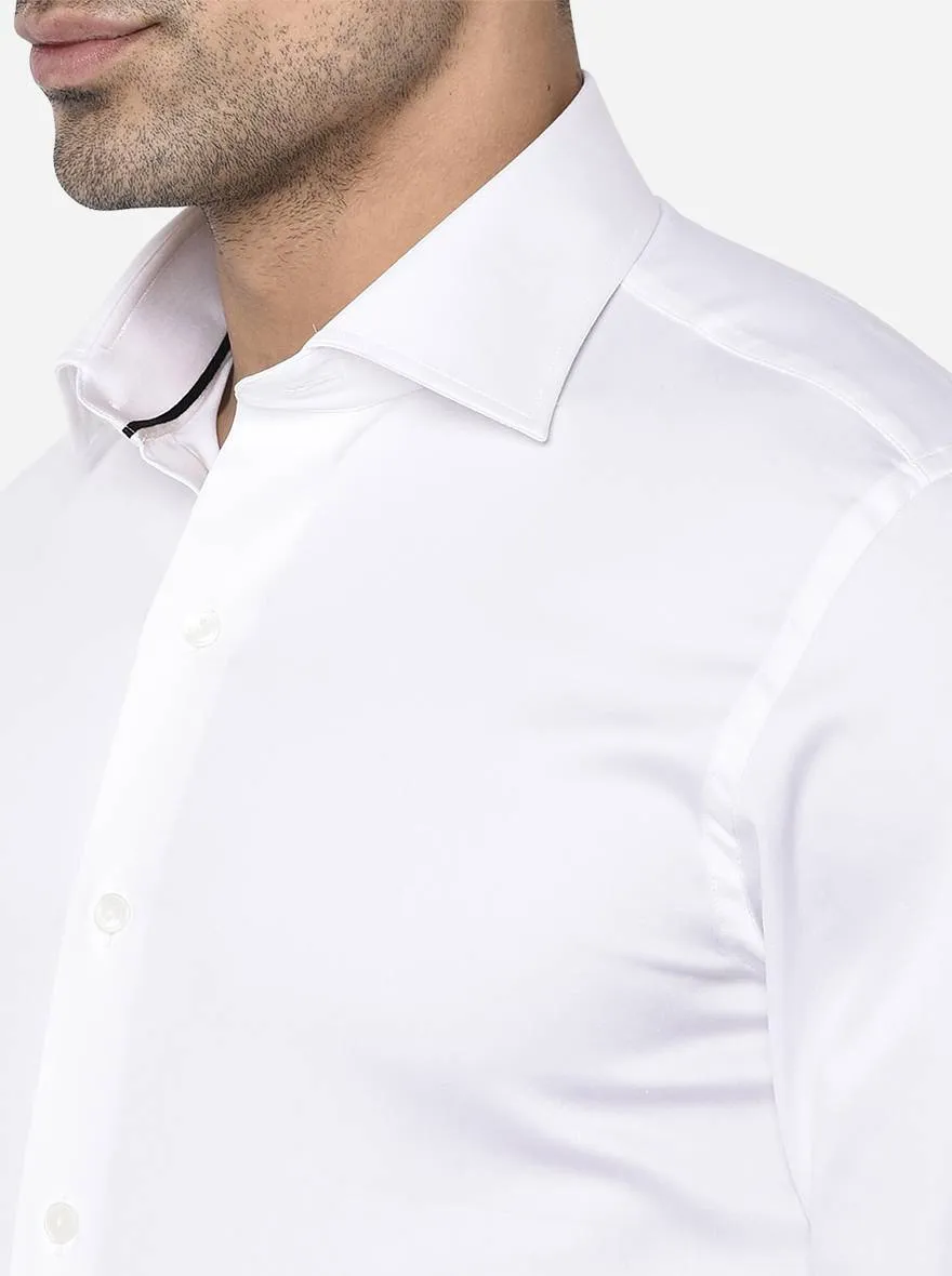 White Solid Slim Fit Party Wear Shirt | Wyre