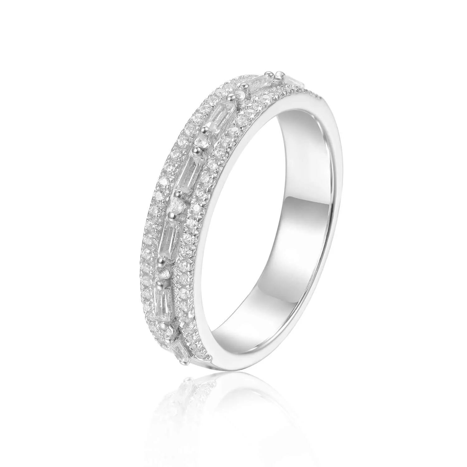 White Topaz Encrusted Baguette Ring