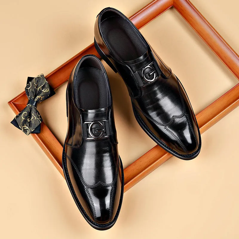 Wildking Men's Classic Slip-On Brogues Dress Shoes 3202