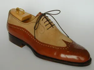 Wingtip Brogue Two-Tone Leather Shoes for Men
