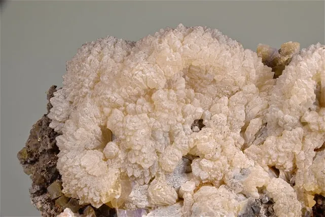 Witherite on Fluorite with Alstonite, Bethel Level, S. E. Oxford #11 Mine attr., Ozark-Mahoning Company attr., Cave-in-Rock District, Southern Illinois, Mined c. 1950's - 1960's, Large Cabinet 4.5 cm x 10.5 cm x 15.0 cm, $350.  Online 8/15.