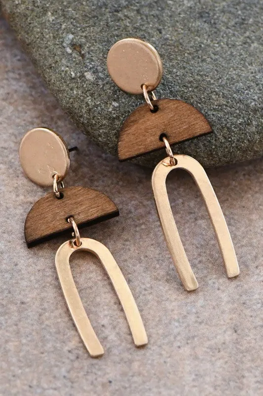 Wooden and Metal Earring Set *