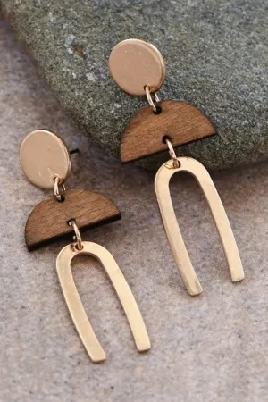 Wooden and Metal Earring Set *