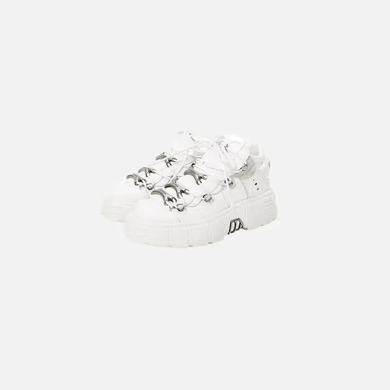 Y2K Metal Chunky Bottom Shoes for Streetwear Fans