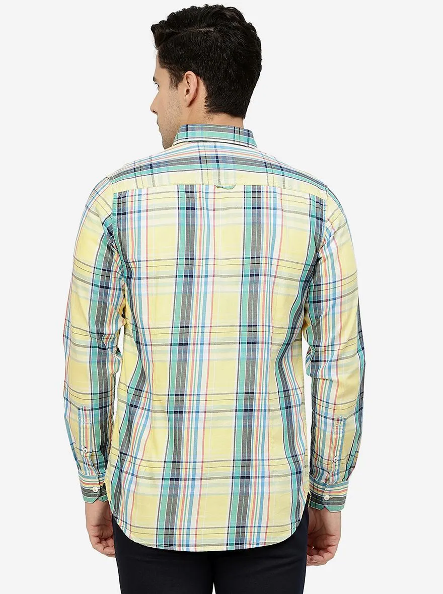 Yellow Checked Slim Fit Casual Shirt | JadeBlue