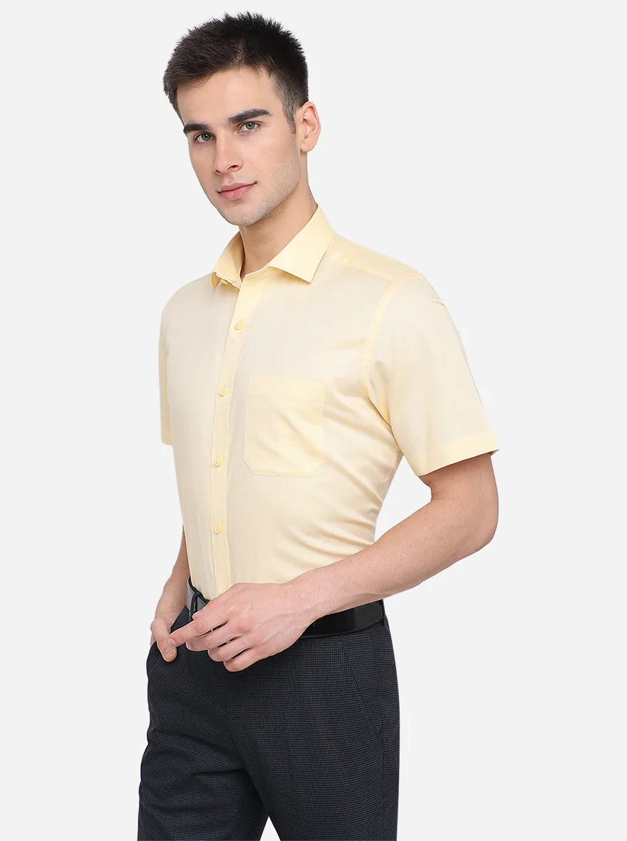Yellow Solid Regular Fit Formal Shirt | JadeBlue