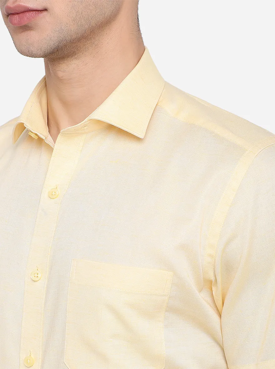 Yellow Solid Regular Fit Formal Shirt | JadeBlue