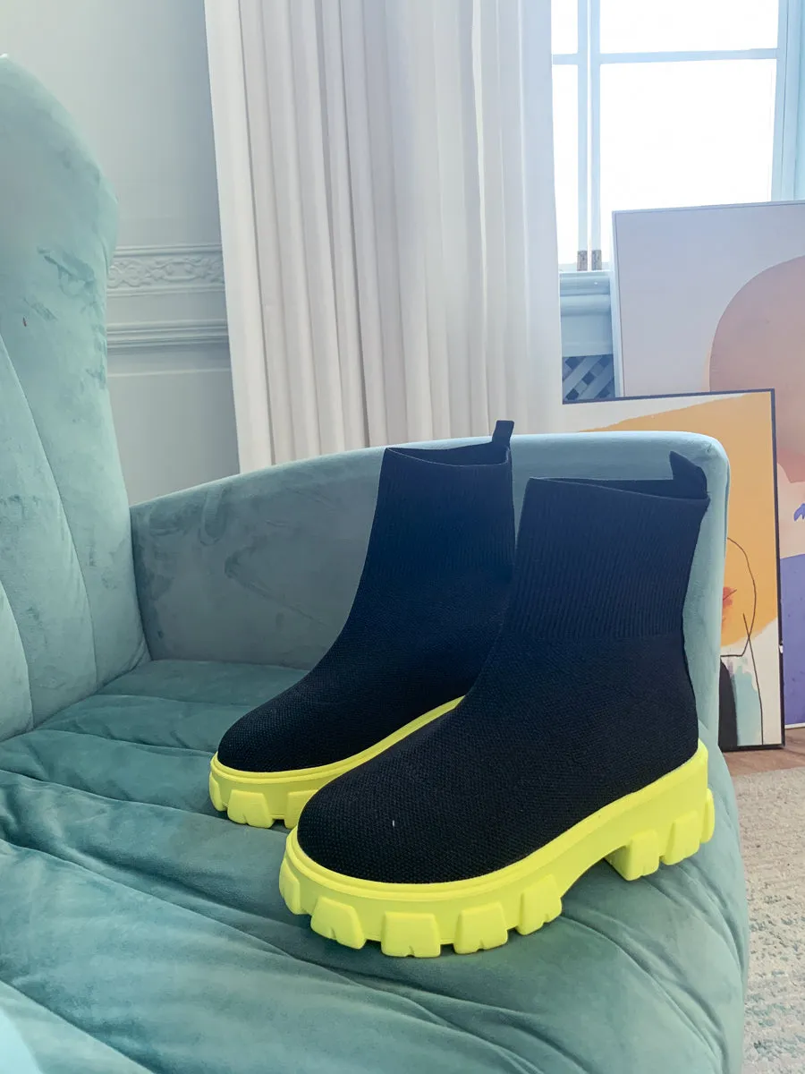 Yellow Ugly Sole Sock Boots