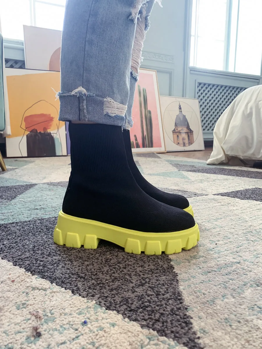 Yellow Ugly Sole Sock Boots