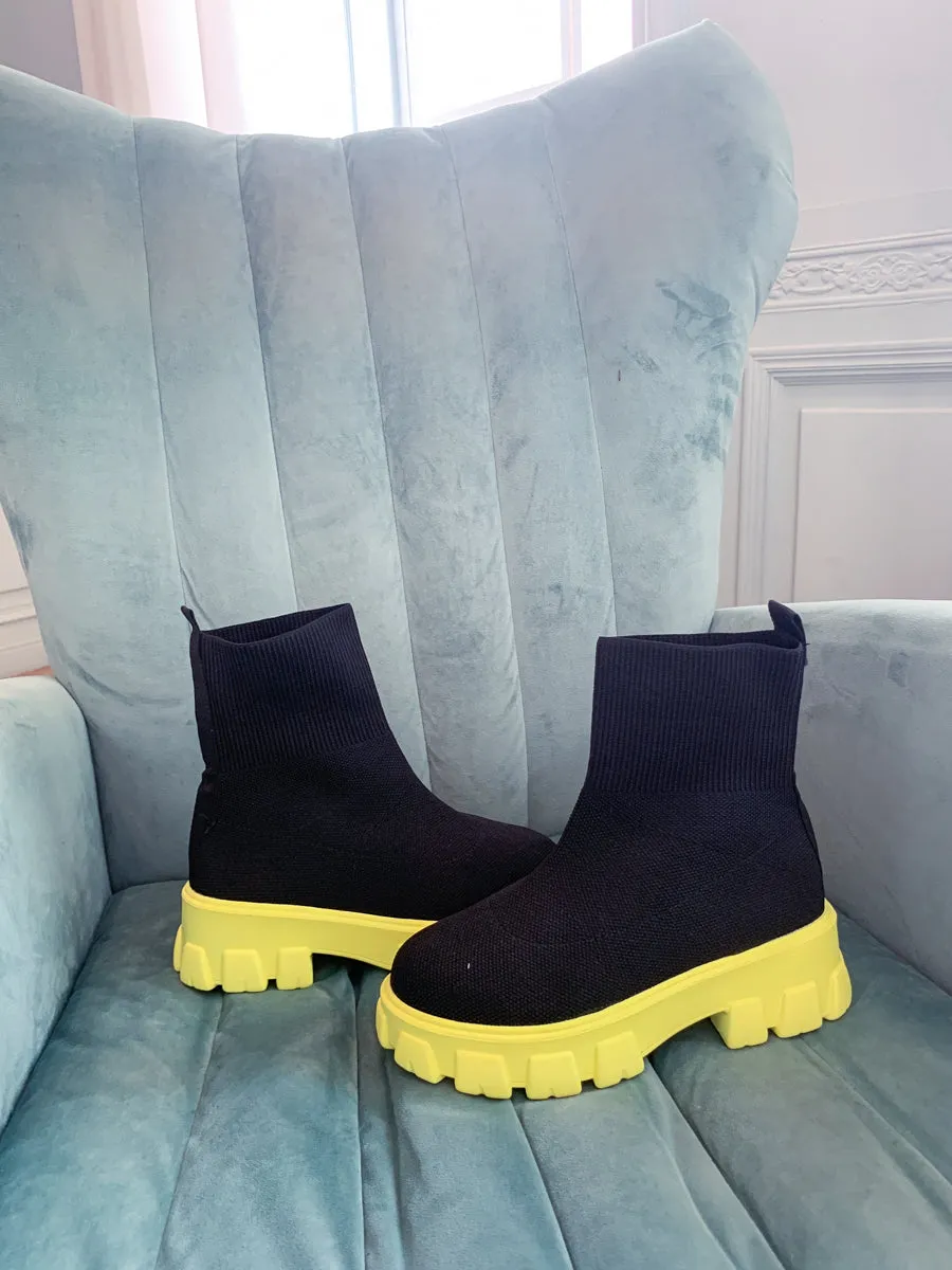 Yellow Ugly Sole Sock Boots