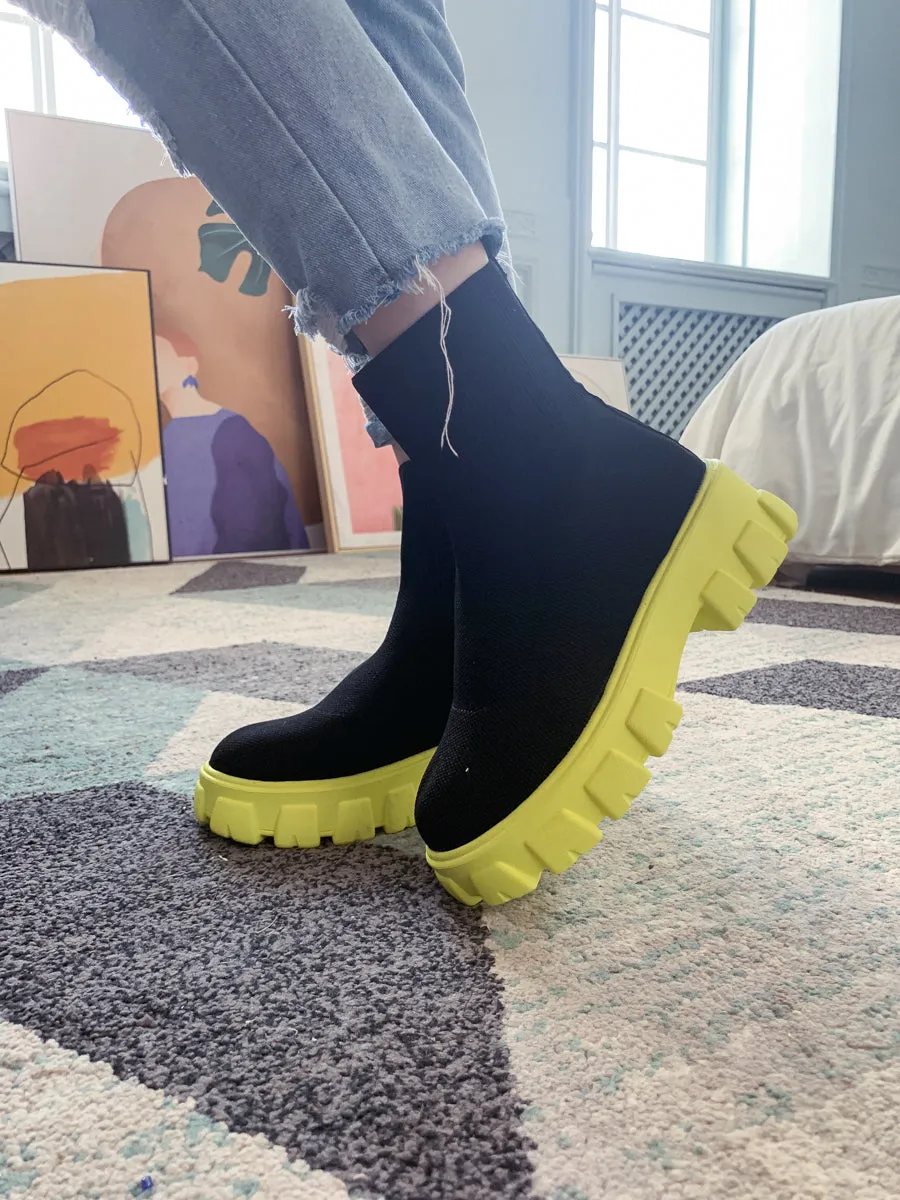 Yellow Ugly Sole Sock Boots