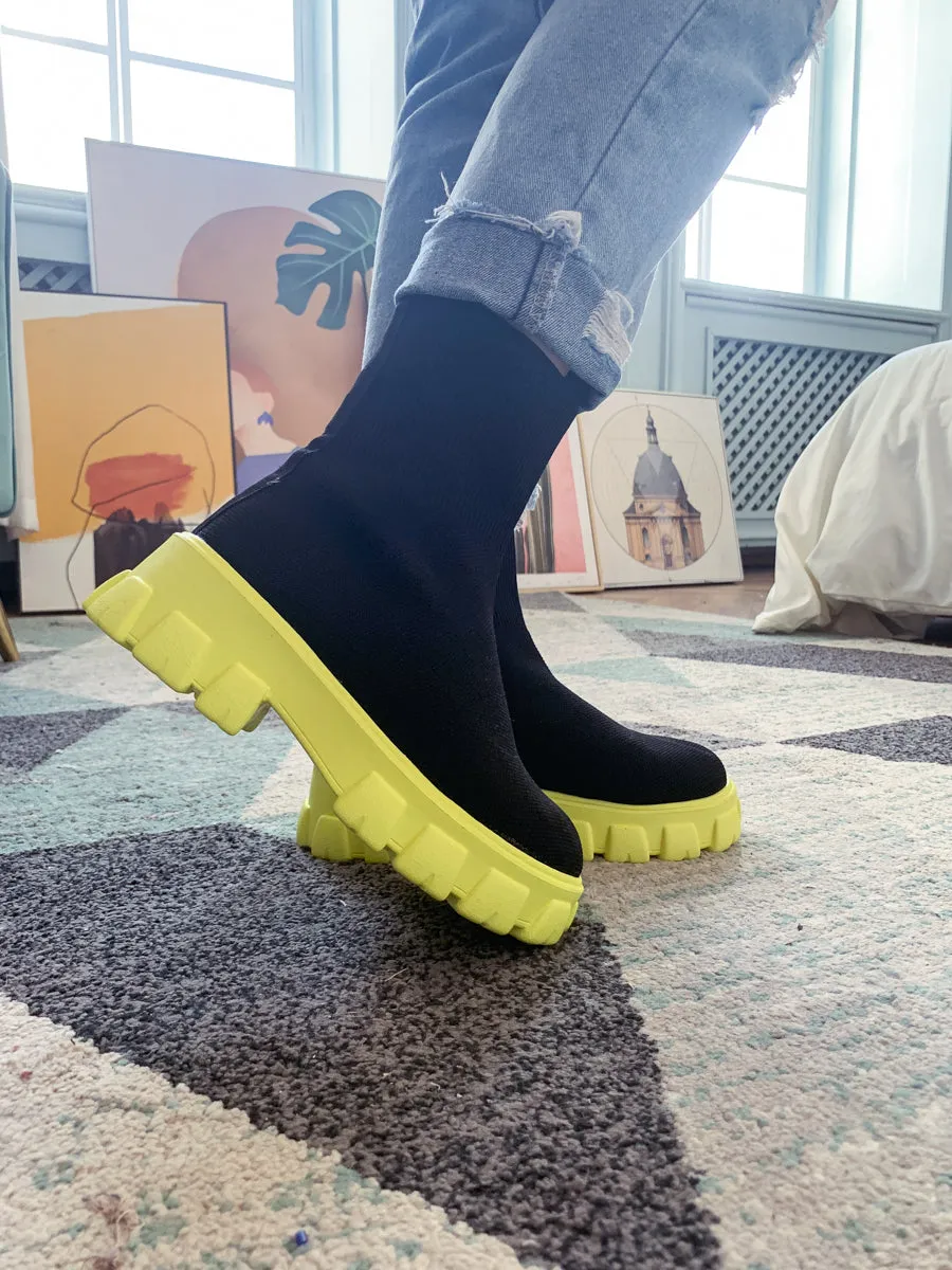 Yellow Ugly Sole Sock Boots