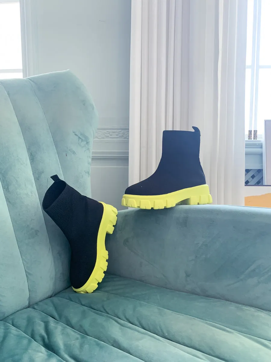 Yellow Ugly Sole Sock Boots