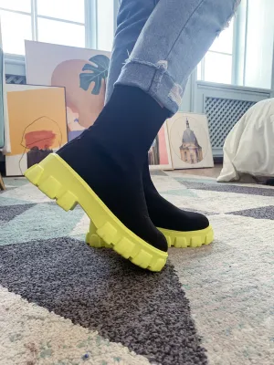 Yellow Ugly Sole Sock Boots